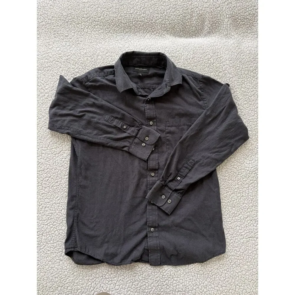 Banana Republic Corduroy Shirt Mens Medium Slim‎ Fit Gray Button Down Pocket EUC